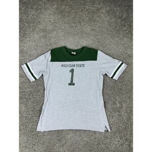 Michigan State Spartans Shirt Womens XL Gray Green NCAA Football Number 1 Nike